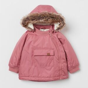 H&M Pink Jacket with Faux Fur Hood